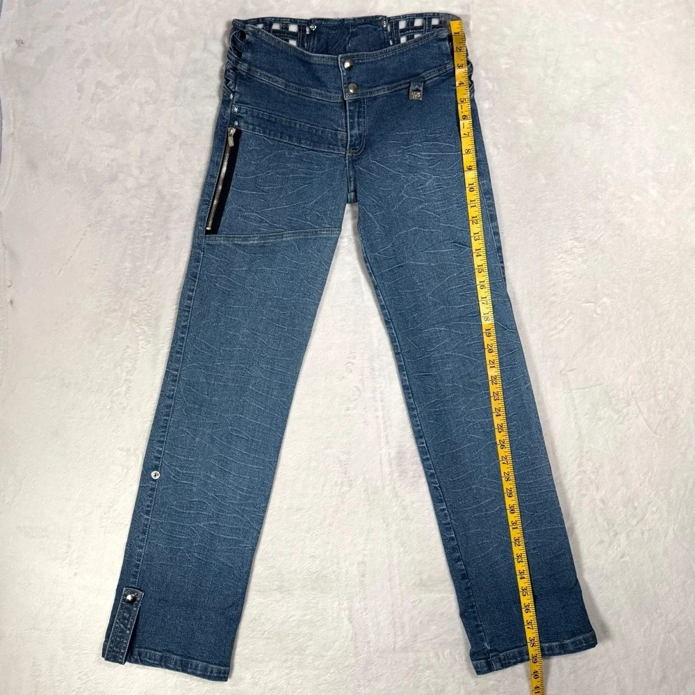 Y2K‎ 90s Cut Out Caged Waist Low Rise Jeans 4 2 Cuffed Convertible Rave Vintage
